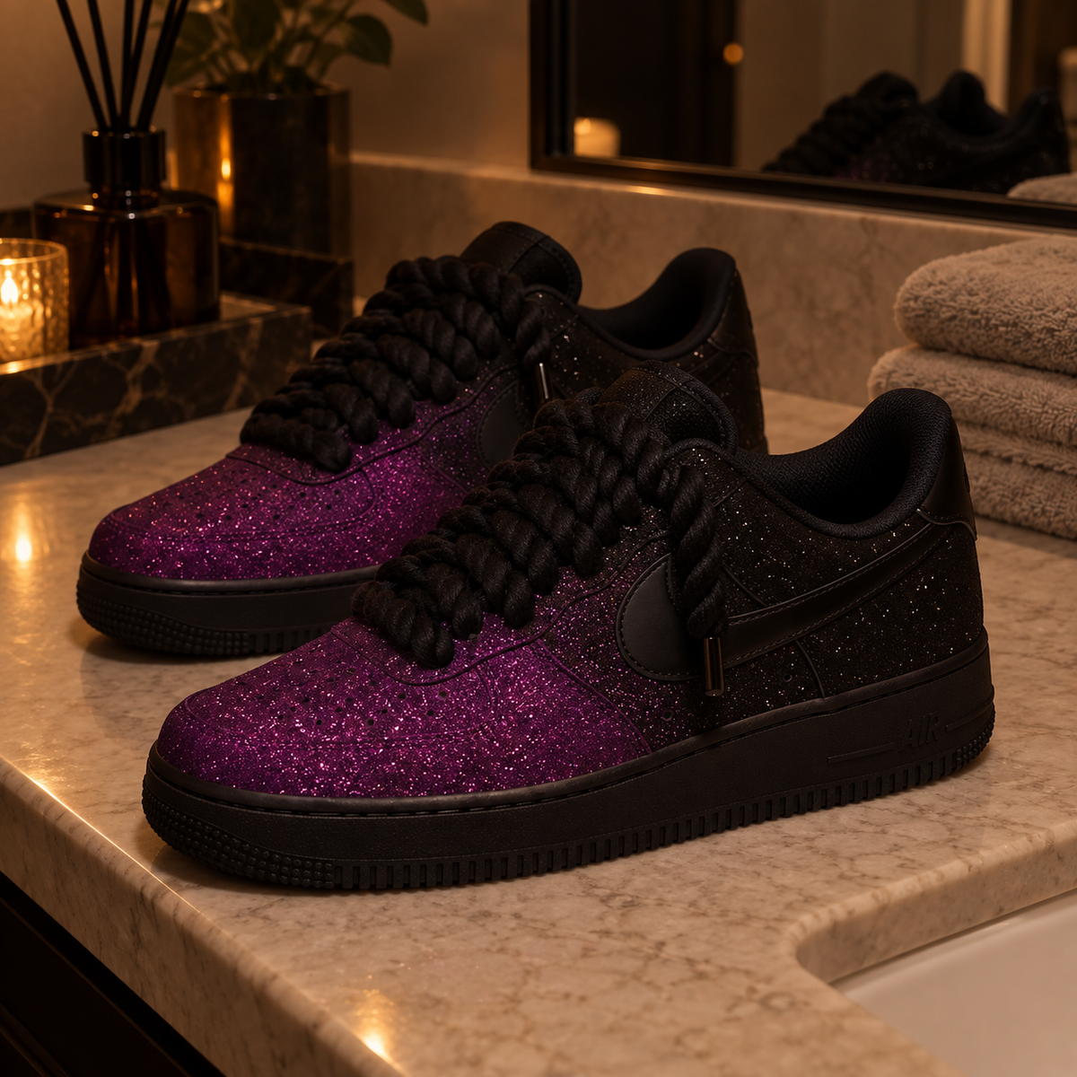 AF1 Custom Black Ember — Burnt Orange